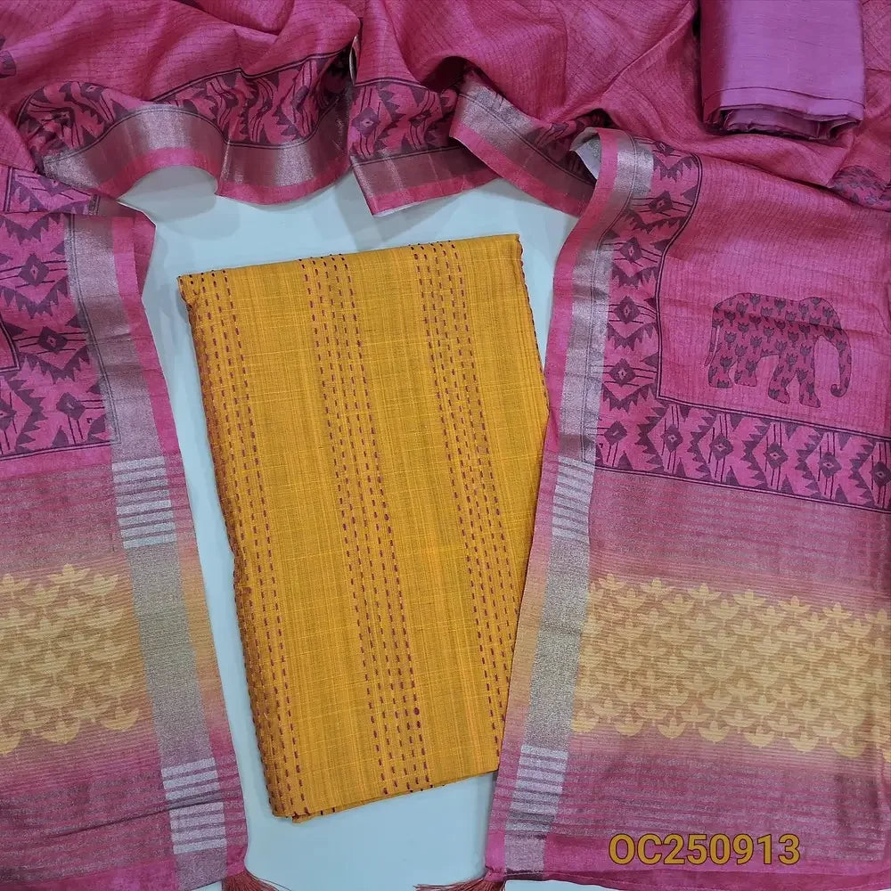 Orange silk cotton salwar material OC250913-Neidhal