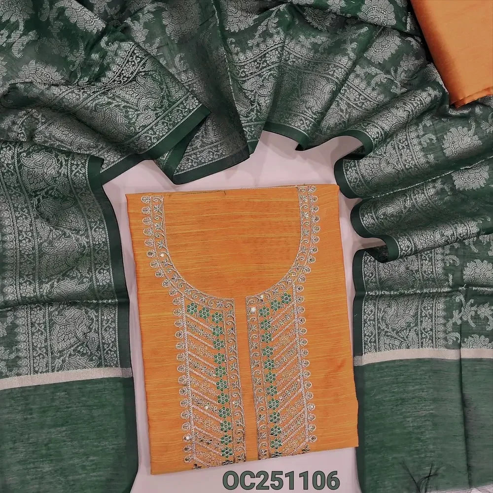 Orange slub silk cotton salwar material OC251106-Neidhal