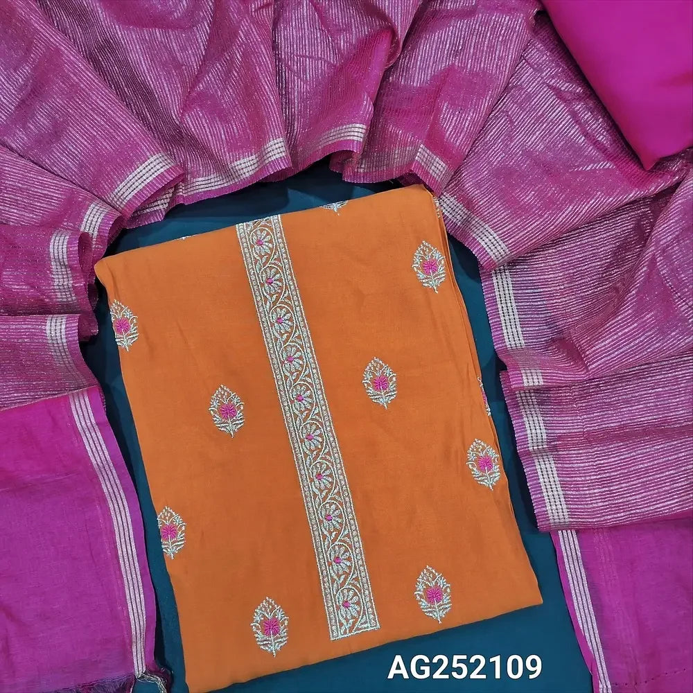Orange soft silk cotton salwar material ag252109 Neidhal