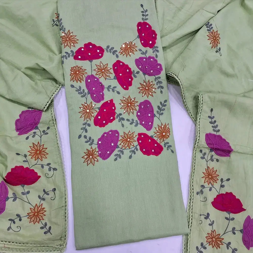 Pale green cotton salwar material my252502-Neidhal