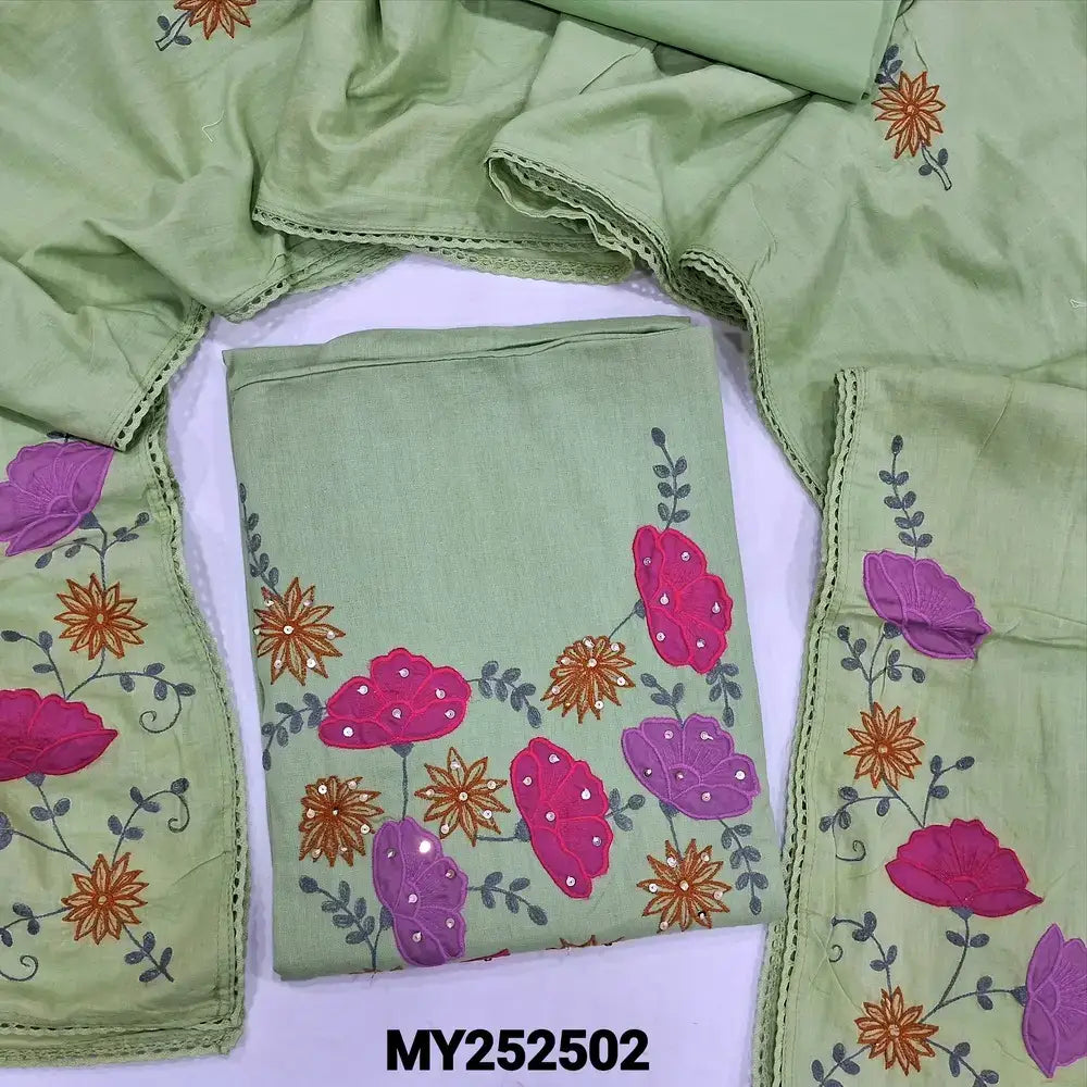 Pale green cotton salwar material my252502-Neidhal