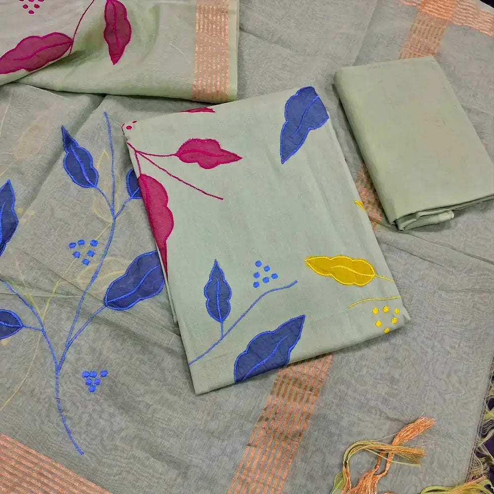 Pale green designer cotton salwar material jn250403-Neidhal