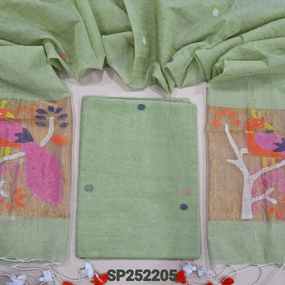 Pale Green designer muslin jamdani salwar material SP252205-Neidhal