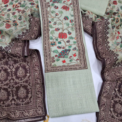 Pale green digital printed silk cotton salwar material my252602-Neidhal