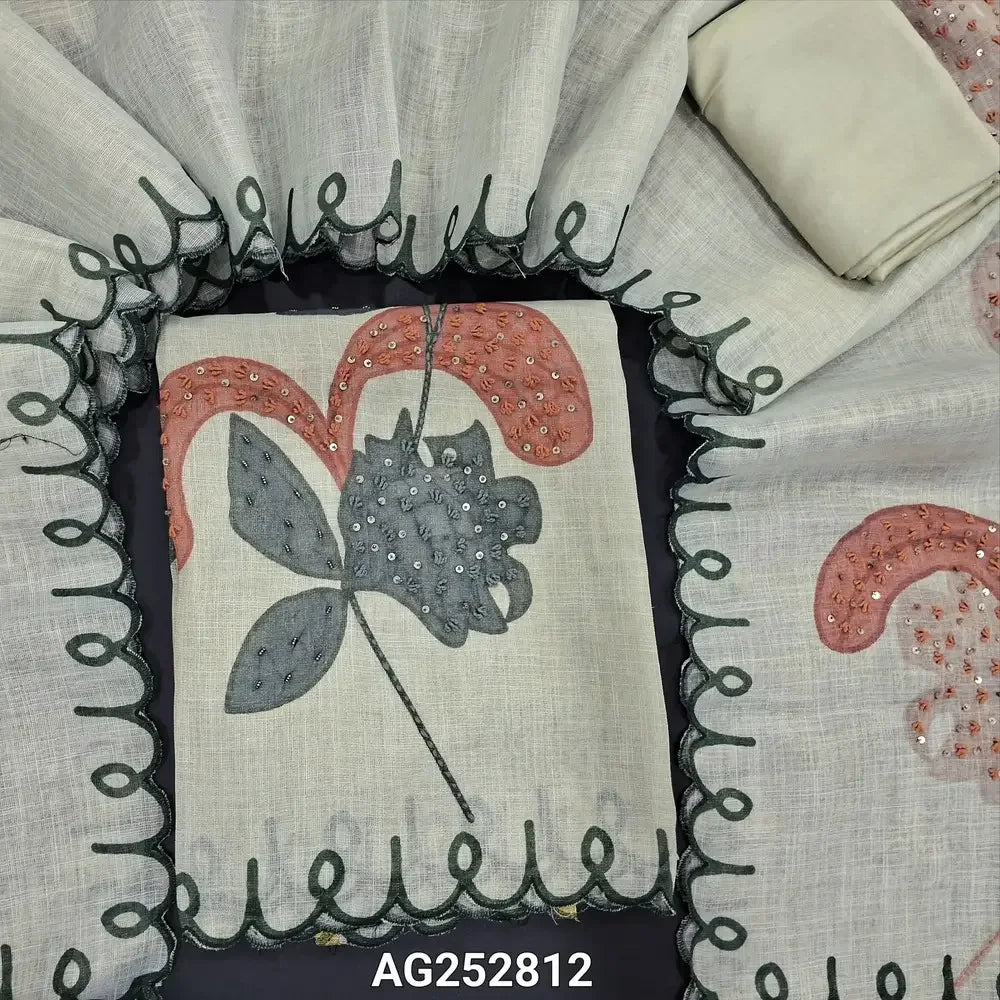 Pale green digital printed tissue linen salwar material ag252812 Neidhal