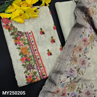 Pale Green Embroidered Linen Salwar Material MY250205 - Neidhal