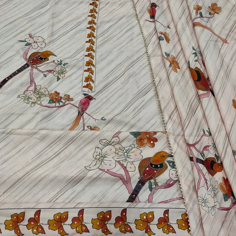 Pale pink printed semi linen salwar material mr252515-Neidhal