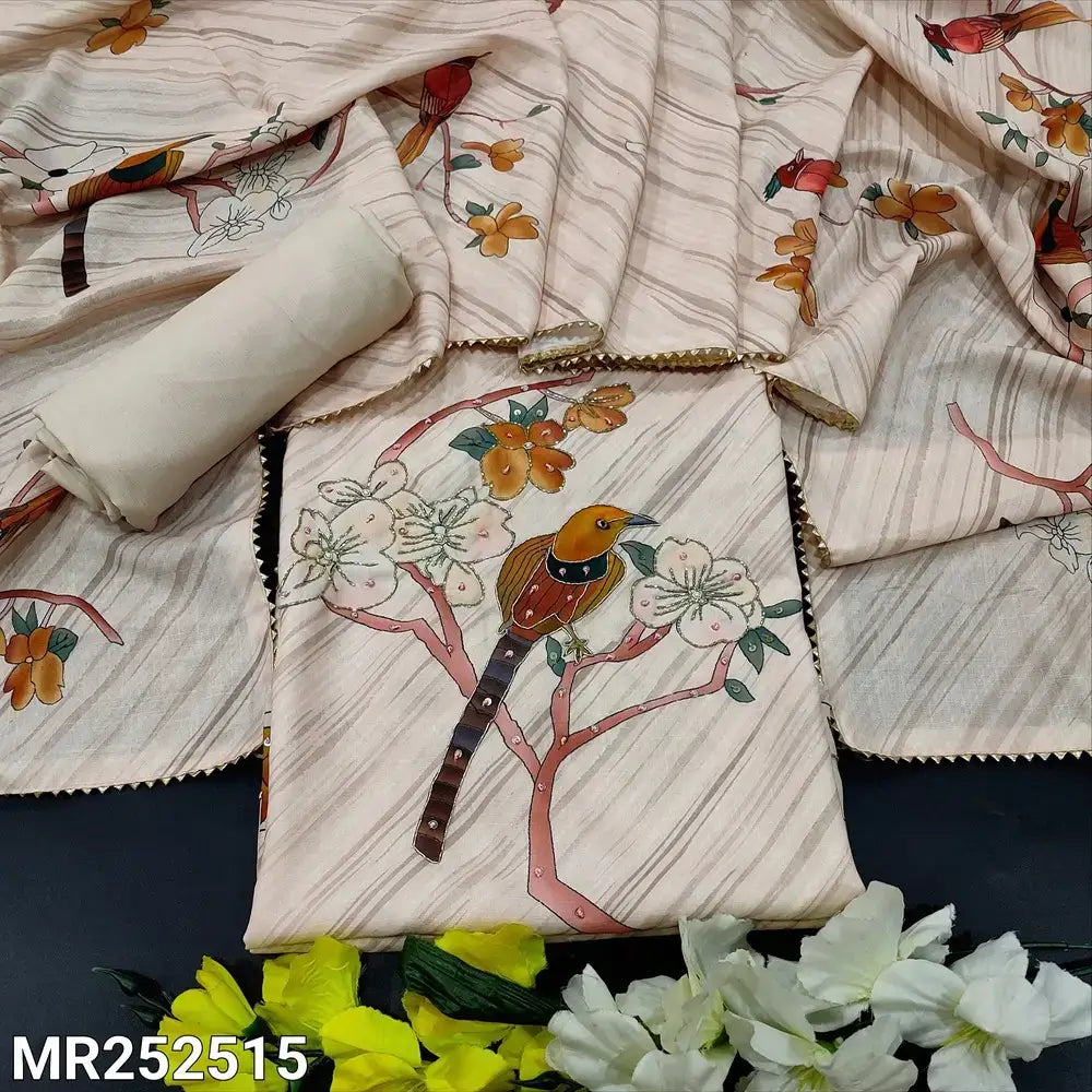 Pale pink printed semi linen salwar material mr252515-Neidhal