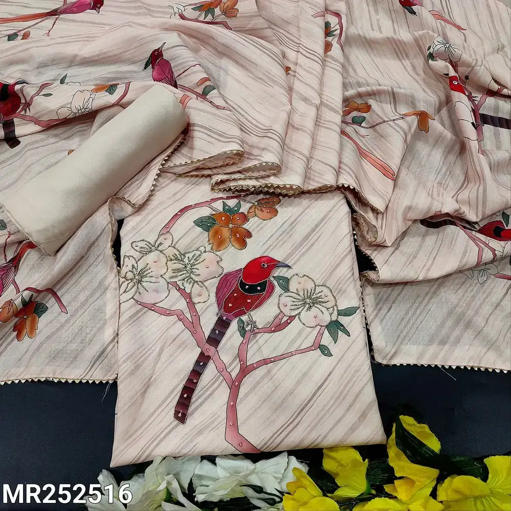 Pale pink printed semi linen salwar material mr252516-Neidhal