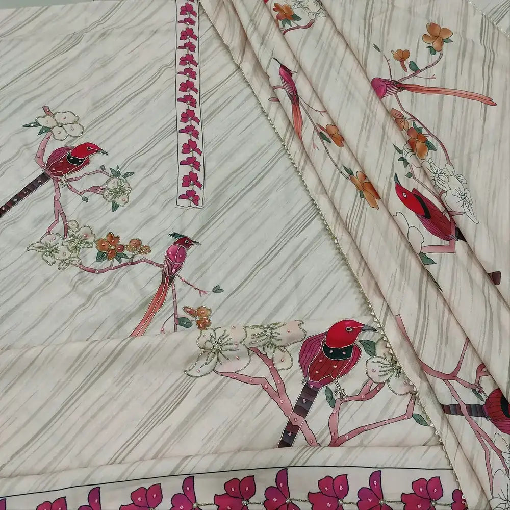 Pale pink printed semi linen salwar material mr252516-Neidhal