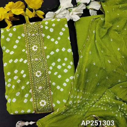Parrot green bandhini silk salwar material ap251303-Neidhal