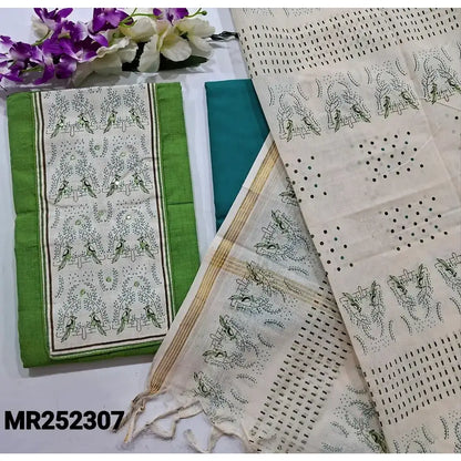 Parrot green handloom cotton salwar material mr252307-Neidhal
