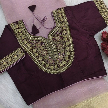 Paste pink tissue organza saree ws1205-Neidhal