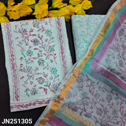 Pastel blue block printed chikankari cotton salwar material jn251305-Neidhal