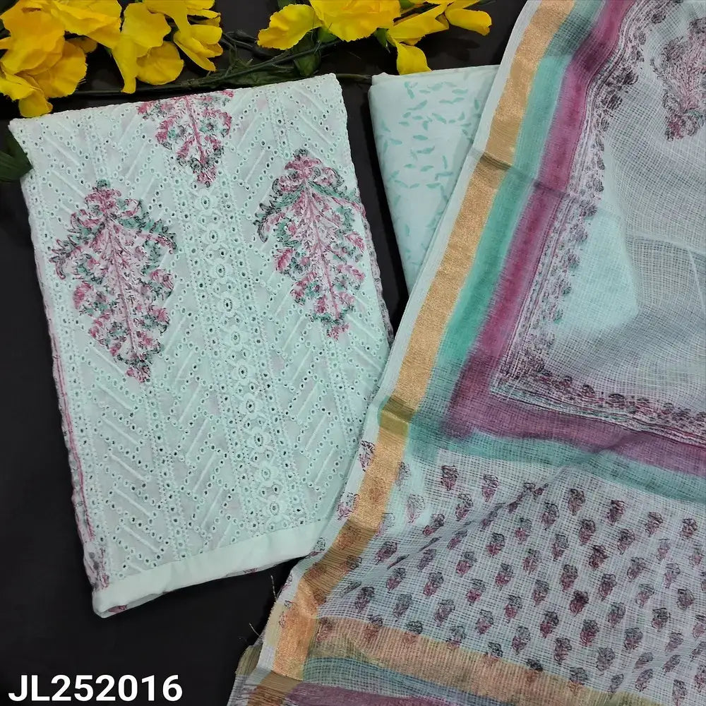 Pastel blue chikankari embroidered mul cotton salwar material jl252016-Neidhal