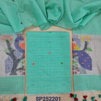 Pastel Blue designer muslin jamdani salwar material SP252201-Neidhal