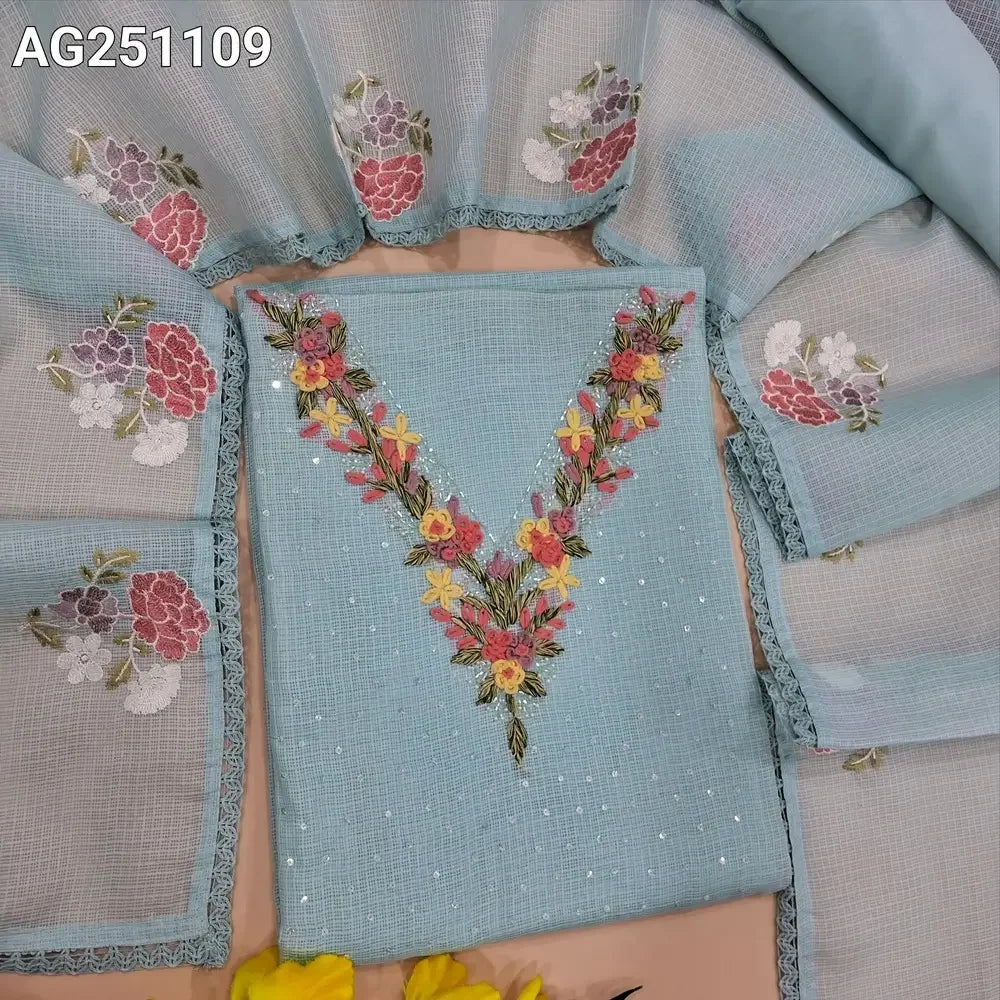 Pastel blue designer pure kota salwar material ag251109-Neidhal