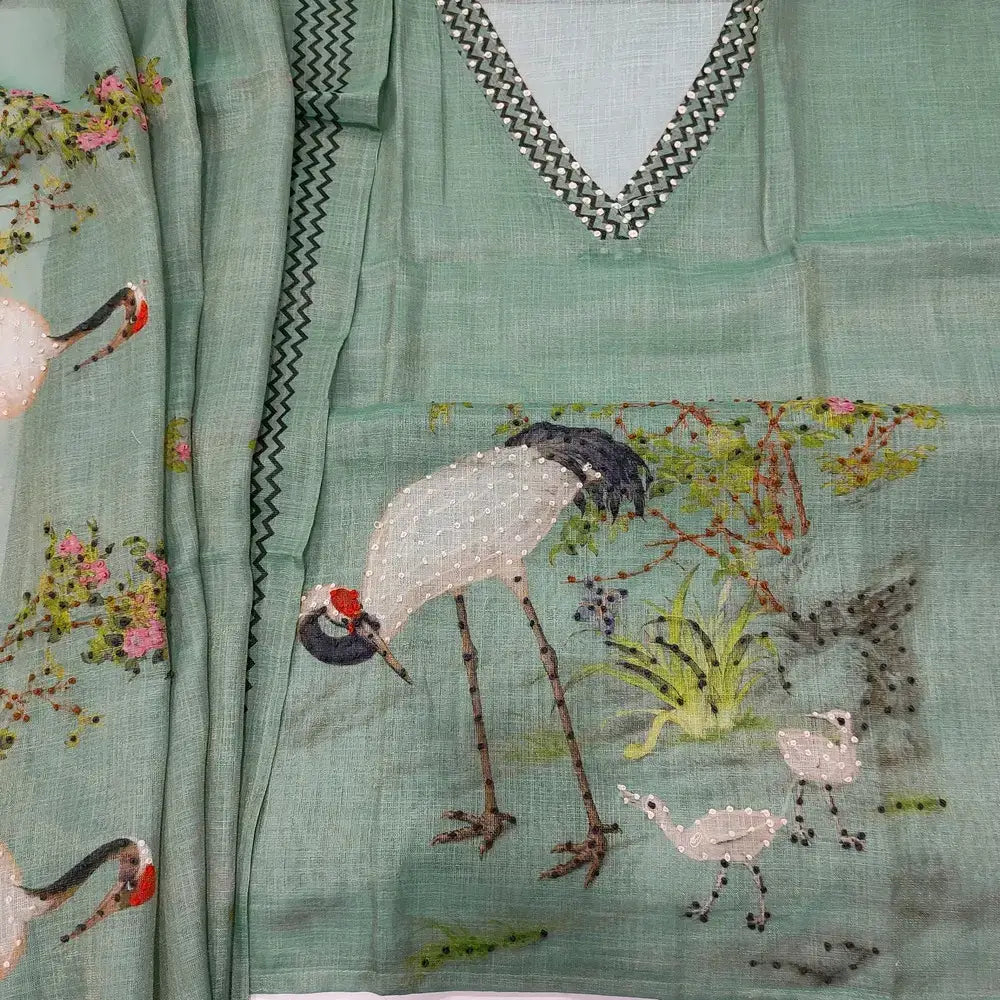 Pastel blue designer tissue linen salwar material ap252304-Neidhal