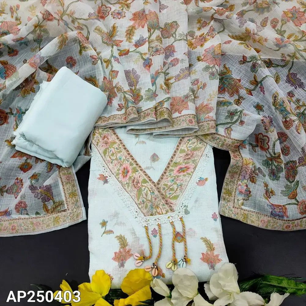 Pastel blue digital printed linen salwar material ap250403-Neidhal