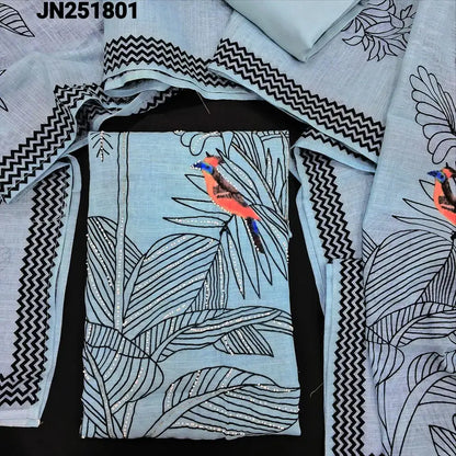 Pastel blue digital printed linen salwar material jn251801-Neidhal