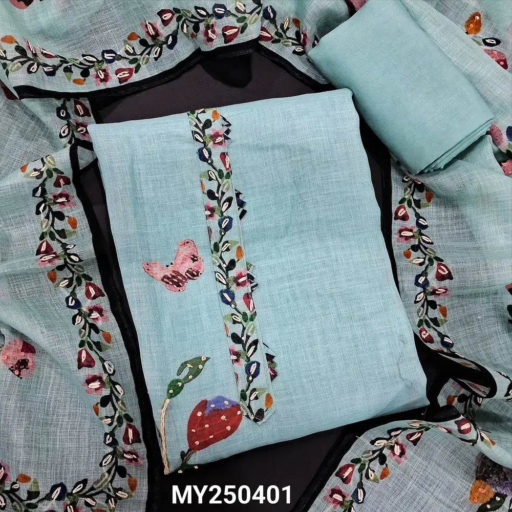 Pastel blue digital printed linen salwar material my250401-Neidhal