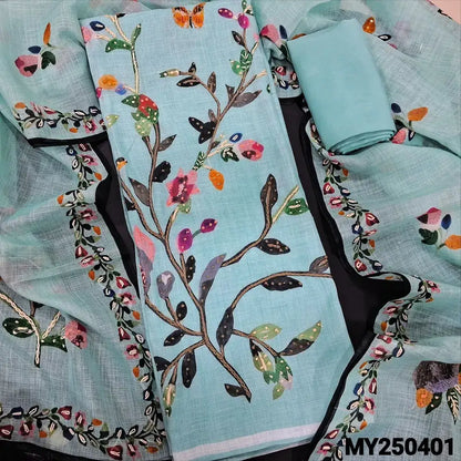 Pastel blue digital printed linen salwar material my250401-Neidhal
