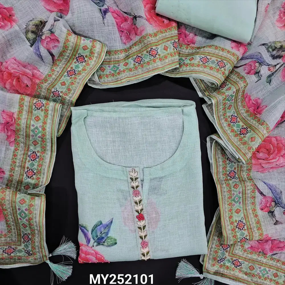 Pastel blue digital printed linen salwar material my252101-Neidhal