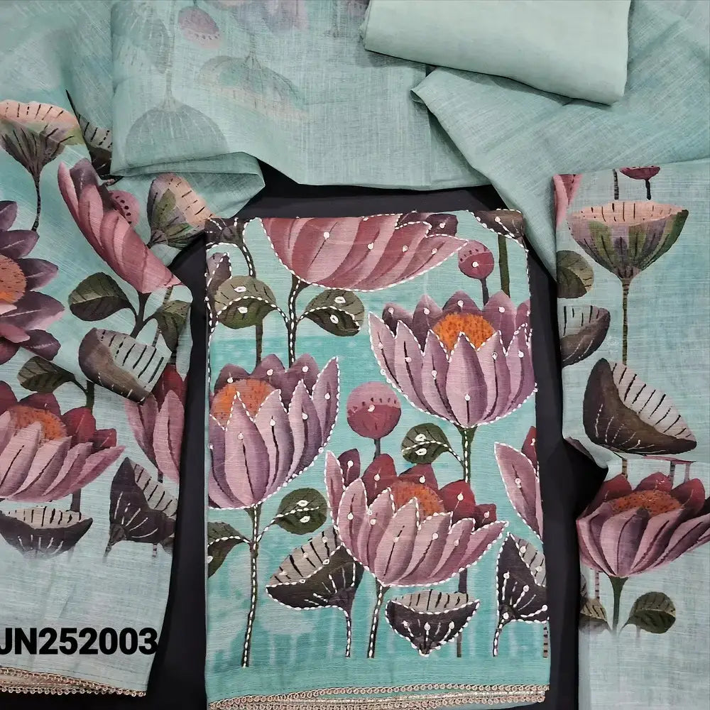 Pastel blue digital printed semi linen salwar material jn252003-Neidhal