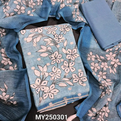 Pastel blue digital printed semi linen salwar material my250301-Neidhal