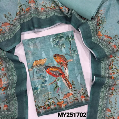 Pastel blue digital printed semi linen salwar material my251702-Neidhal