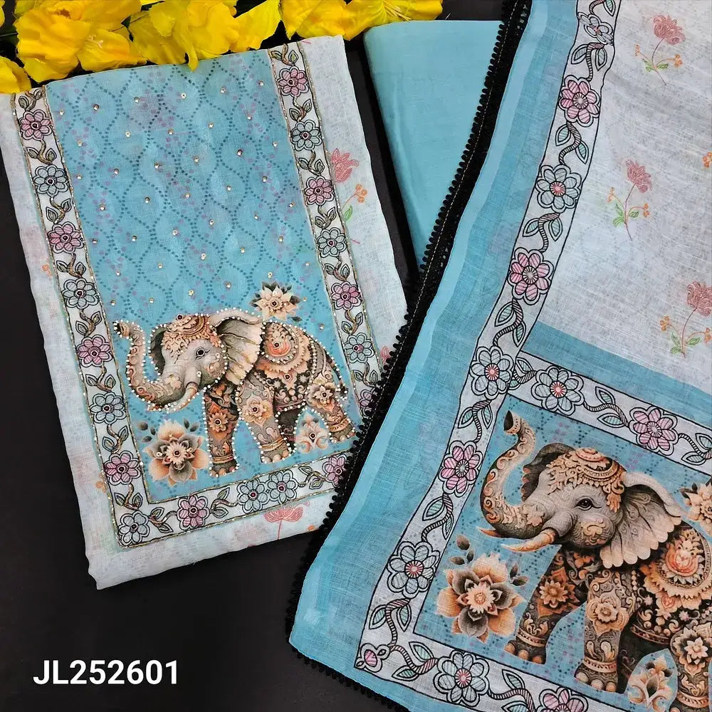 Pastel blue digital printed semi linen salwar material jl252601-Neidhal