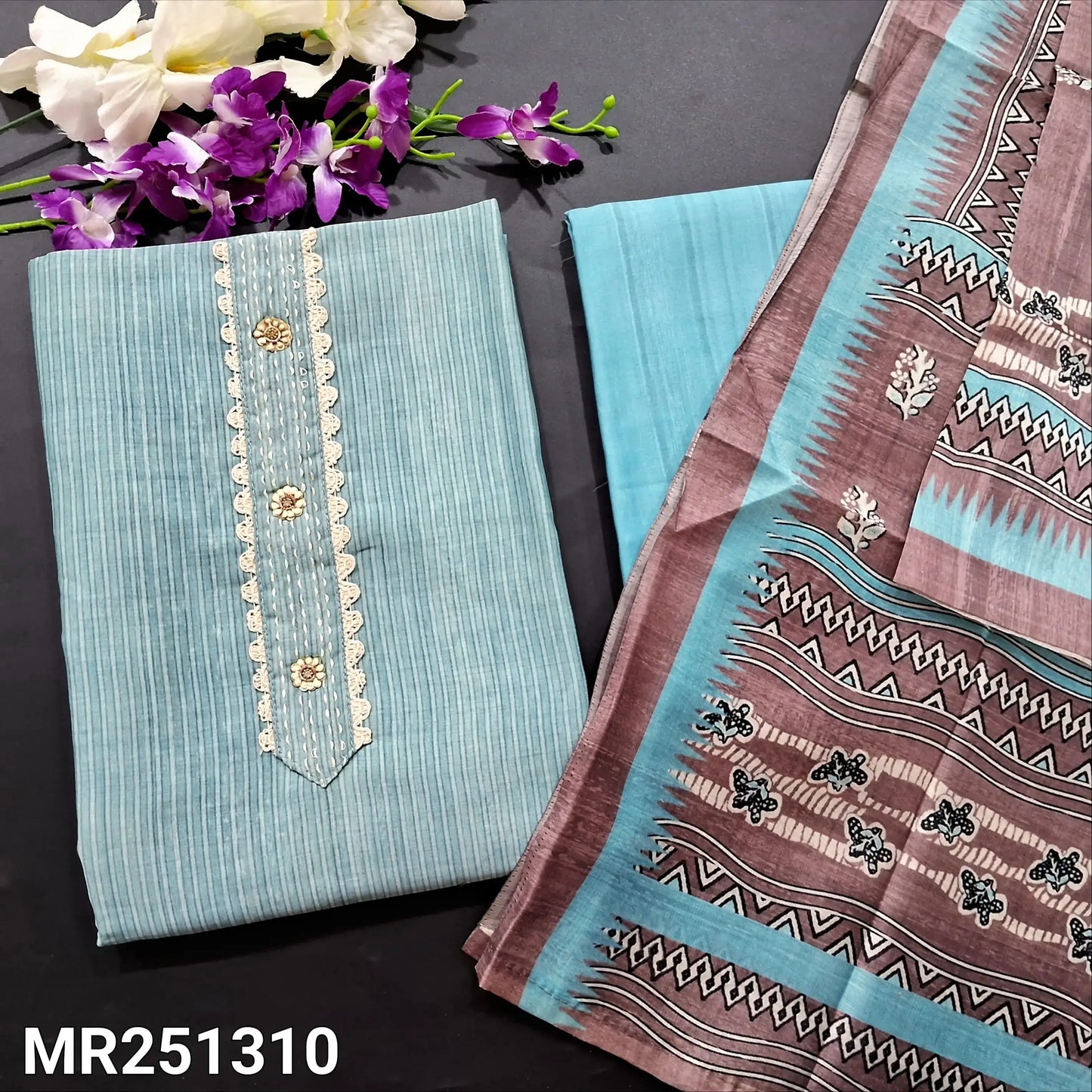 Pastel blue digital printed silk cotton salwar material mr251310-Neidhal