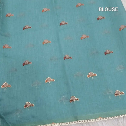 Pastel blue digital printed soft silk cotton saree ns208-Neidhal