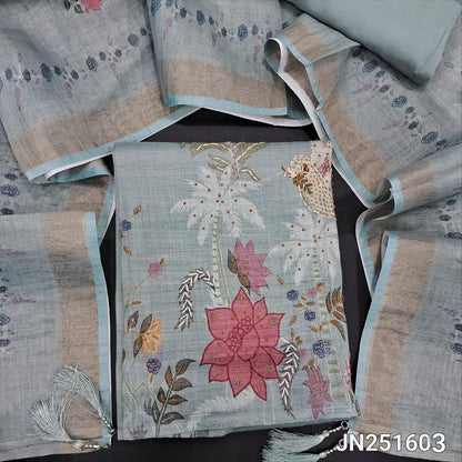 Pastel blue digital printed tissue linen salwar material jn251603-Neidhal