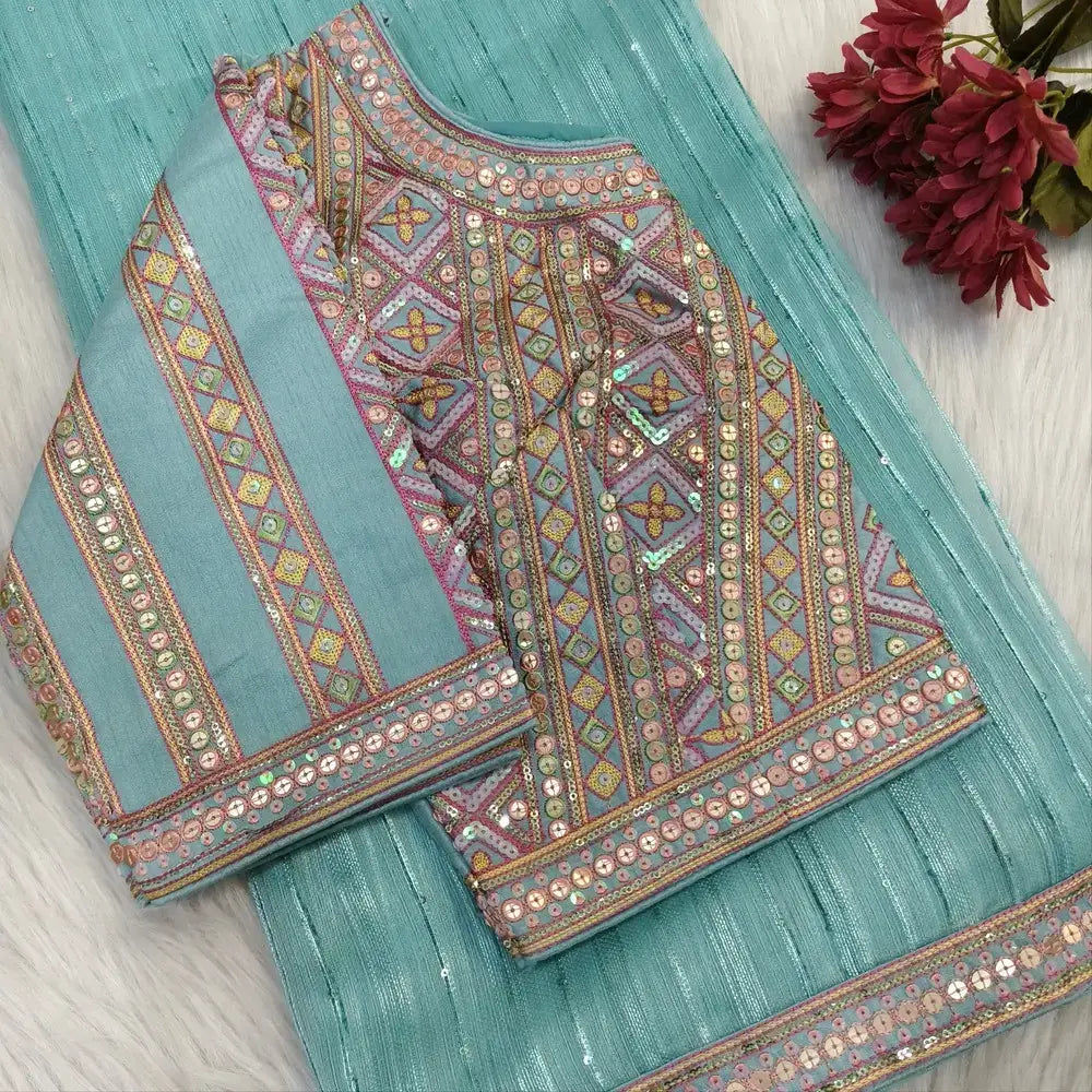 Pastel blue fancy organza designer saree ws1323-Neidhal