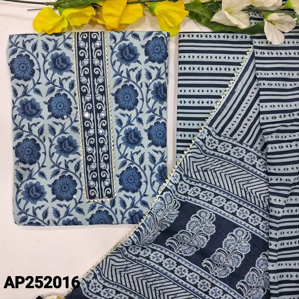 Pastel blue floral printed soft cotton salwar material ap252016-Neidhal