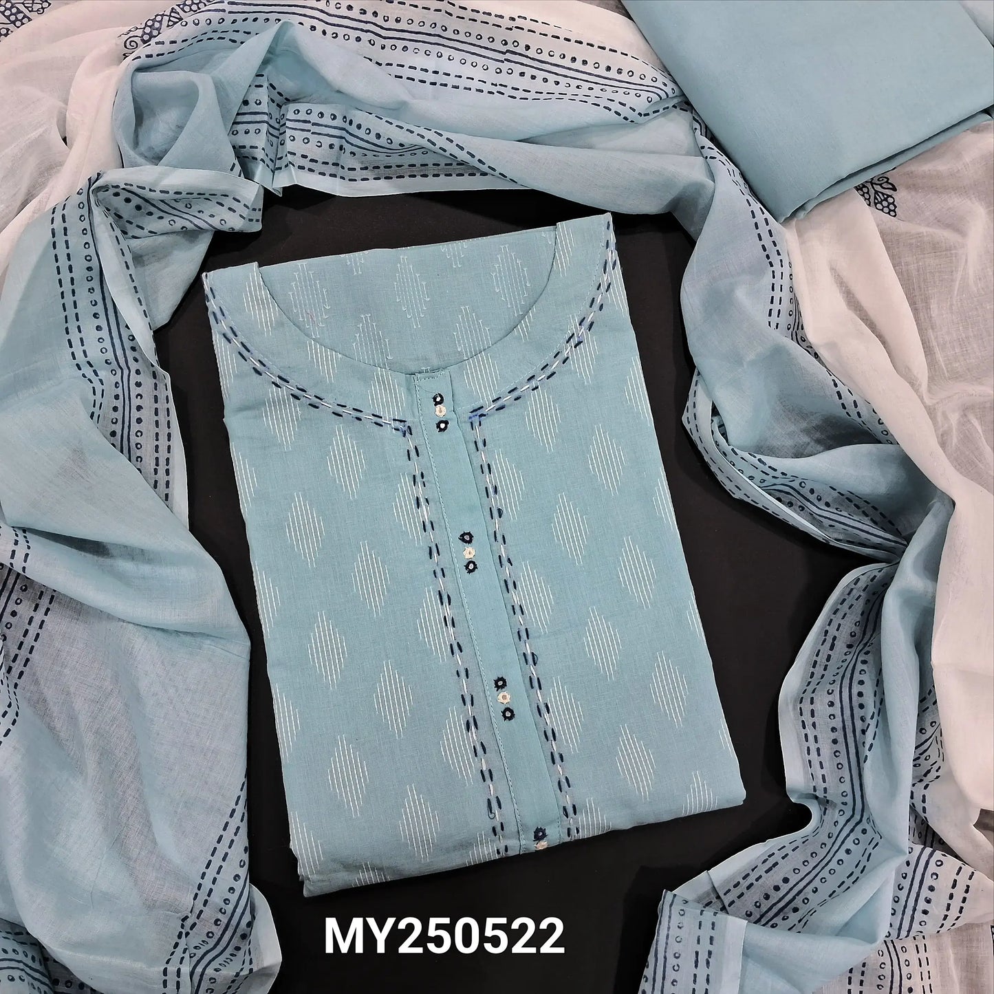 Pastel blue jakard cotton salwar material my250622-Neidhal
