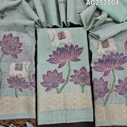 Pastel blue jamdani woven premium silk cotton salwar material ag252804 Neidhal
