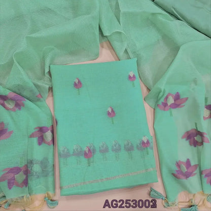 Pastel blue jamdani woven premium silk cotton salwar material ag253003 Neidhal