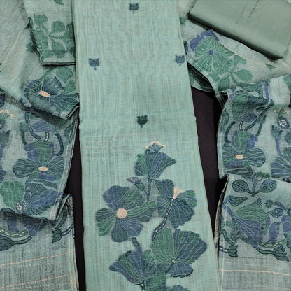 Pastel blue jamdani woven silk cotton salwar material jl250604-Neidhal