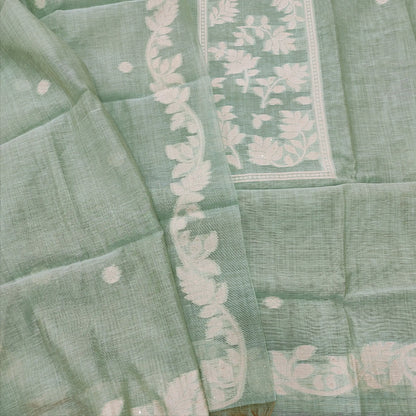 Pastel blue jamdani woven silk cotton salwar material mr250812-Neidhal