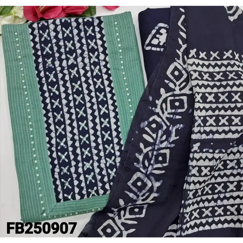 Pastel blue pure kantha cotton unstitched salwar material