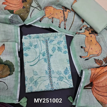 Pastel blue printed linen salwar material my251002-Neidhal