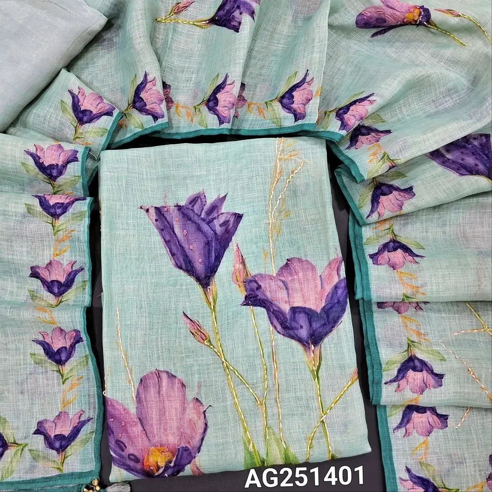 Pastel blue printed pure linen salwar material ag251401-Neidhal