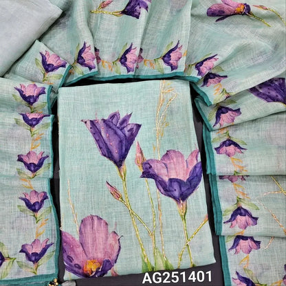 Pastel blue printed pure linen salwar material ag251401-Neidhal