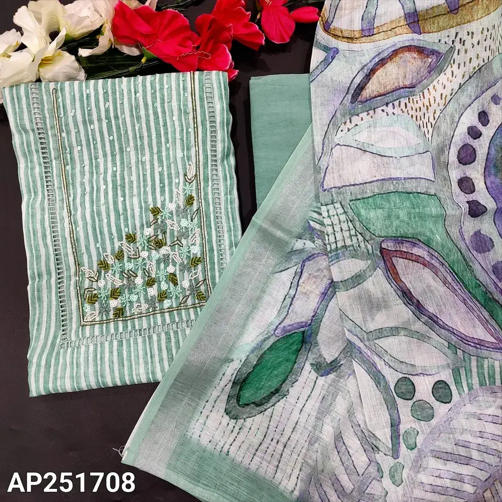 Pastel blue printed semi linen salwar material ap251708-Neidhal