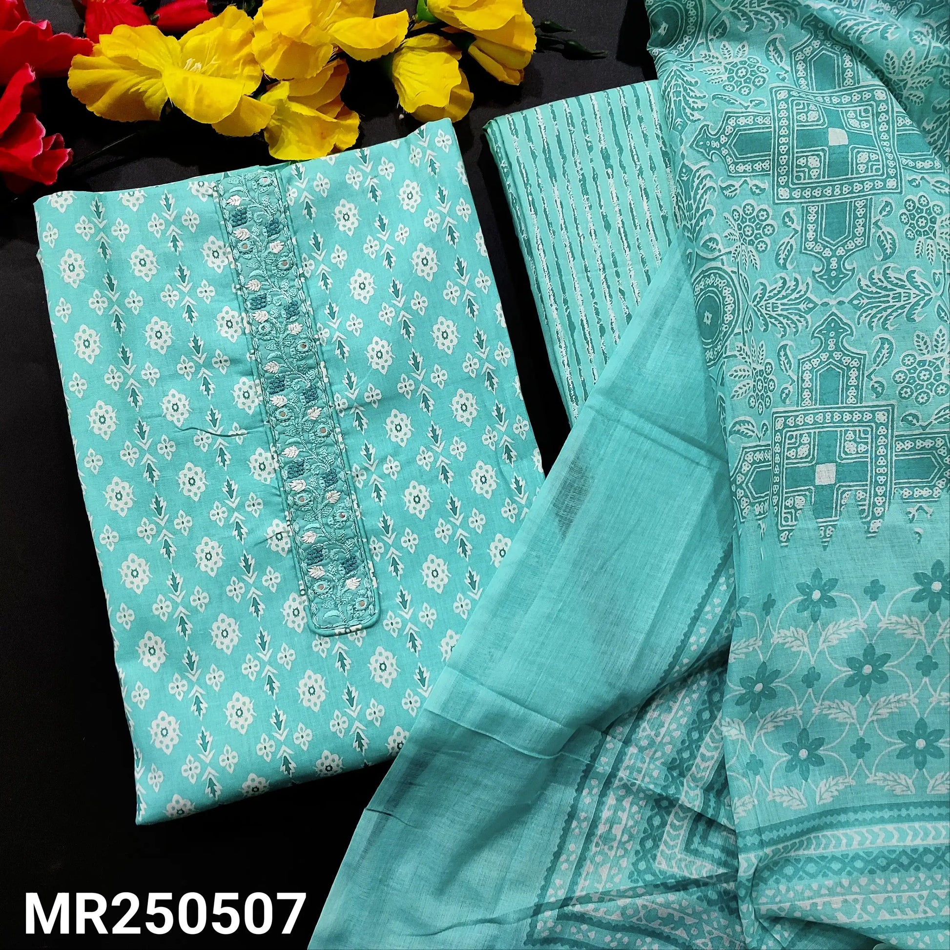 Pastel blue printed soft cotton salwar material mr250507-Neidhal