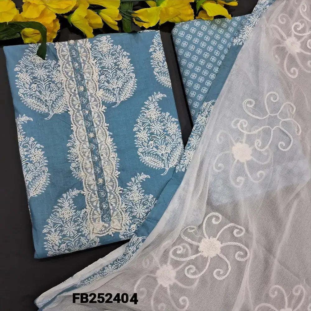 Pastel blue printed soft cotton salwar material my252504-Neidhal