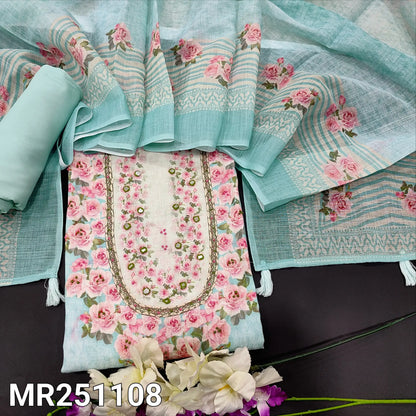 Pastel Blue Pure Linen Salwar Material – Elegant & Comfortable | Neidhal