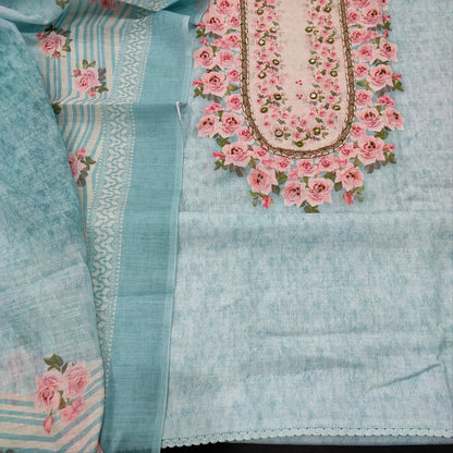 Pastel Blue Pure Linen Salwar Material – Elegant & Comfortable | Neidhal